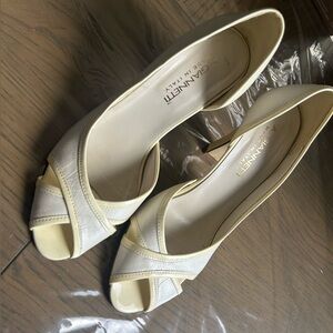 A. Giannetti Women's Elegant Cream Peep Toe Heels